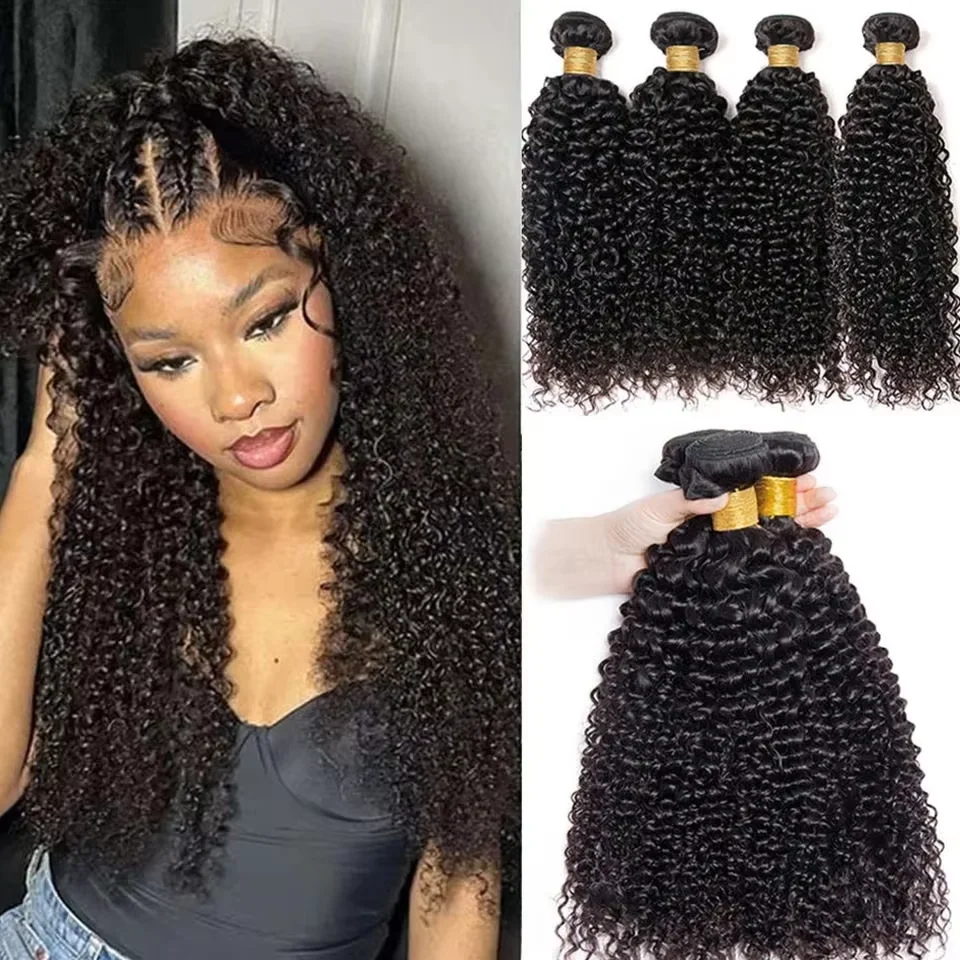 Peruano kinky encaracolado feixes de cabelo humano 1/3/4 peças jerry encaracolado extensões de cabelo natural mulher molhado e ondulado feixes de cabelo humano