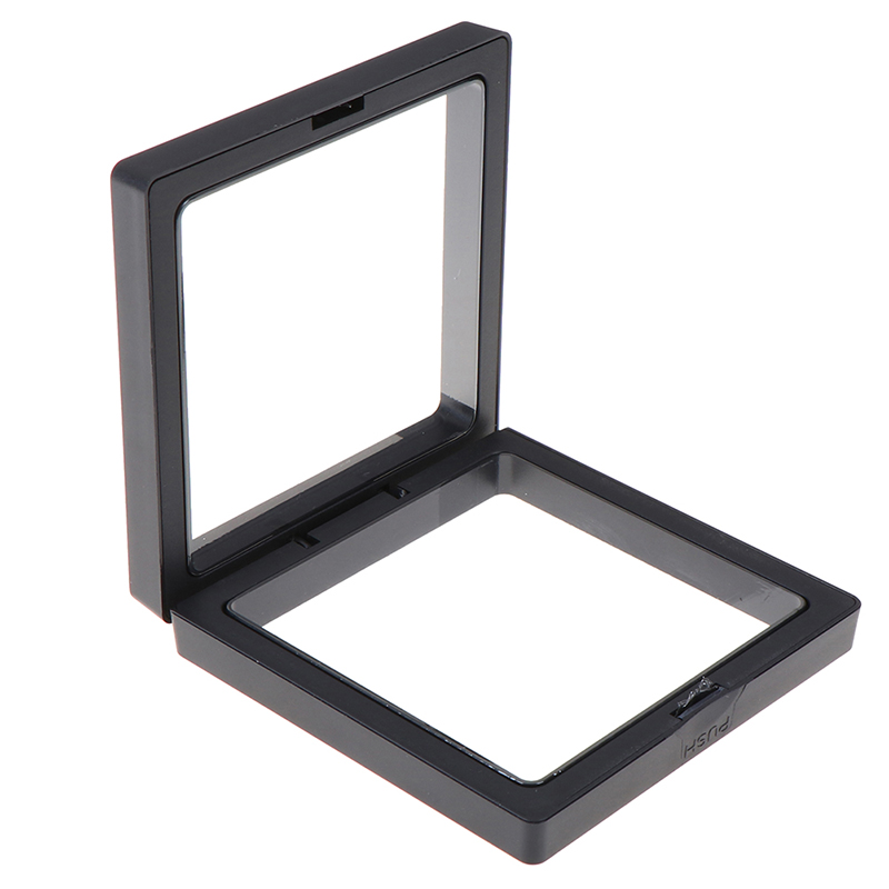 90*90mm Black 3D Floating Jewelry Coin Display Frame Holder Box Case Stand Jewelry Storage Display Suspension Box