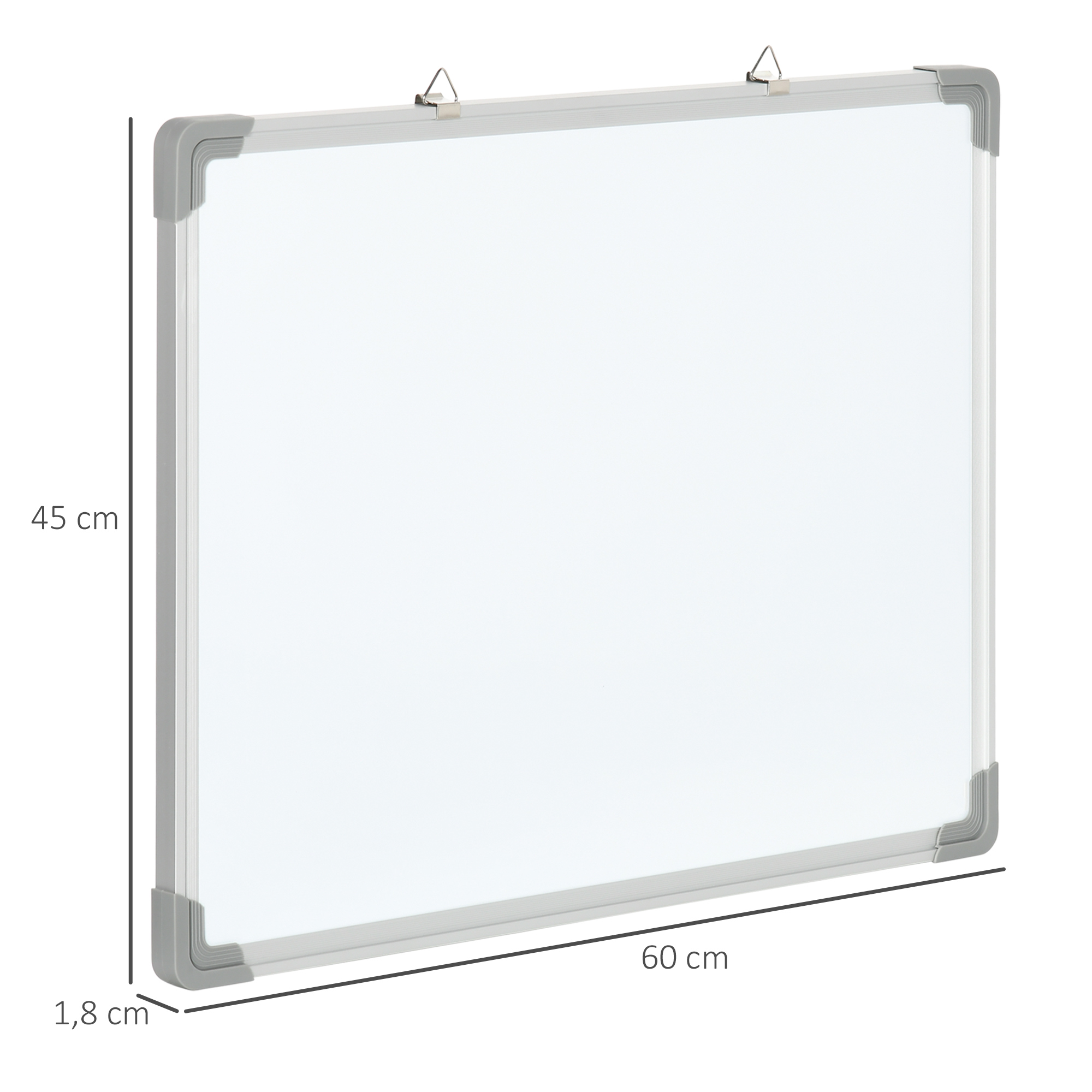 HOMCOM magnetisches Whiteboard mit Rahmen aus Aluminiumlegierung, 60 x 45 cm, trocken abwischbar