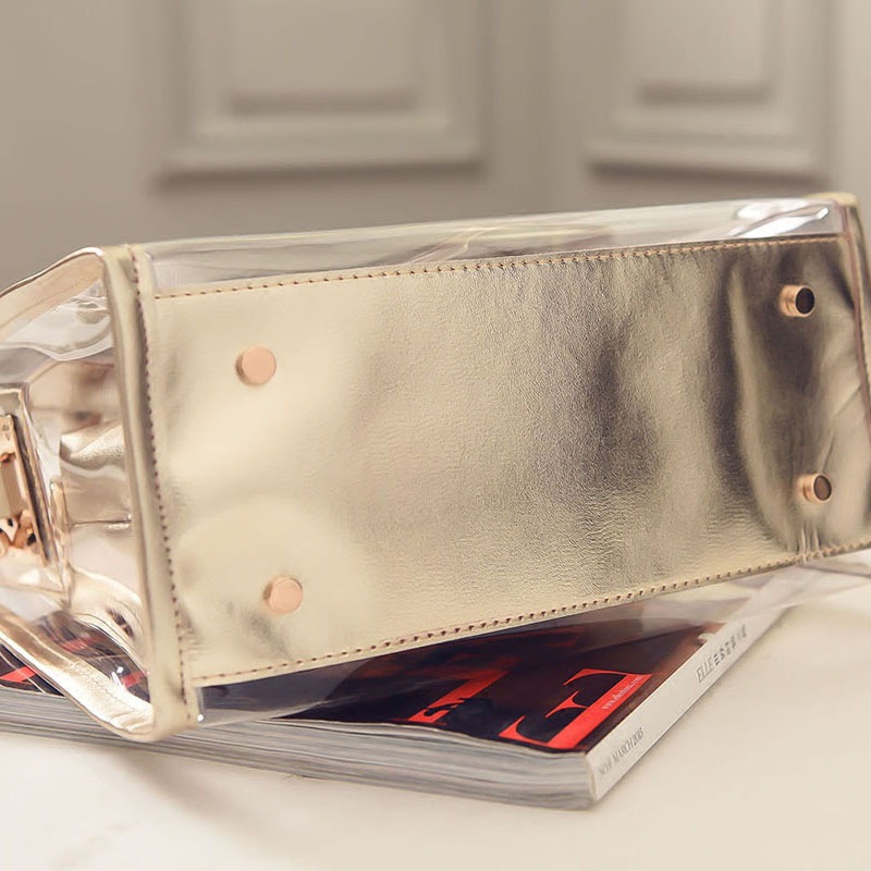 เปิดตัวใหม่แฟชั่นสี Candy โปร่งใสคอมโพสิตกระเป๋ากันน้ํา Commuter Street เดี่ยวไหล่กระเป๋าสตรี