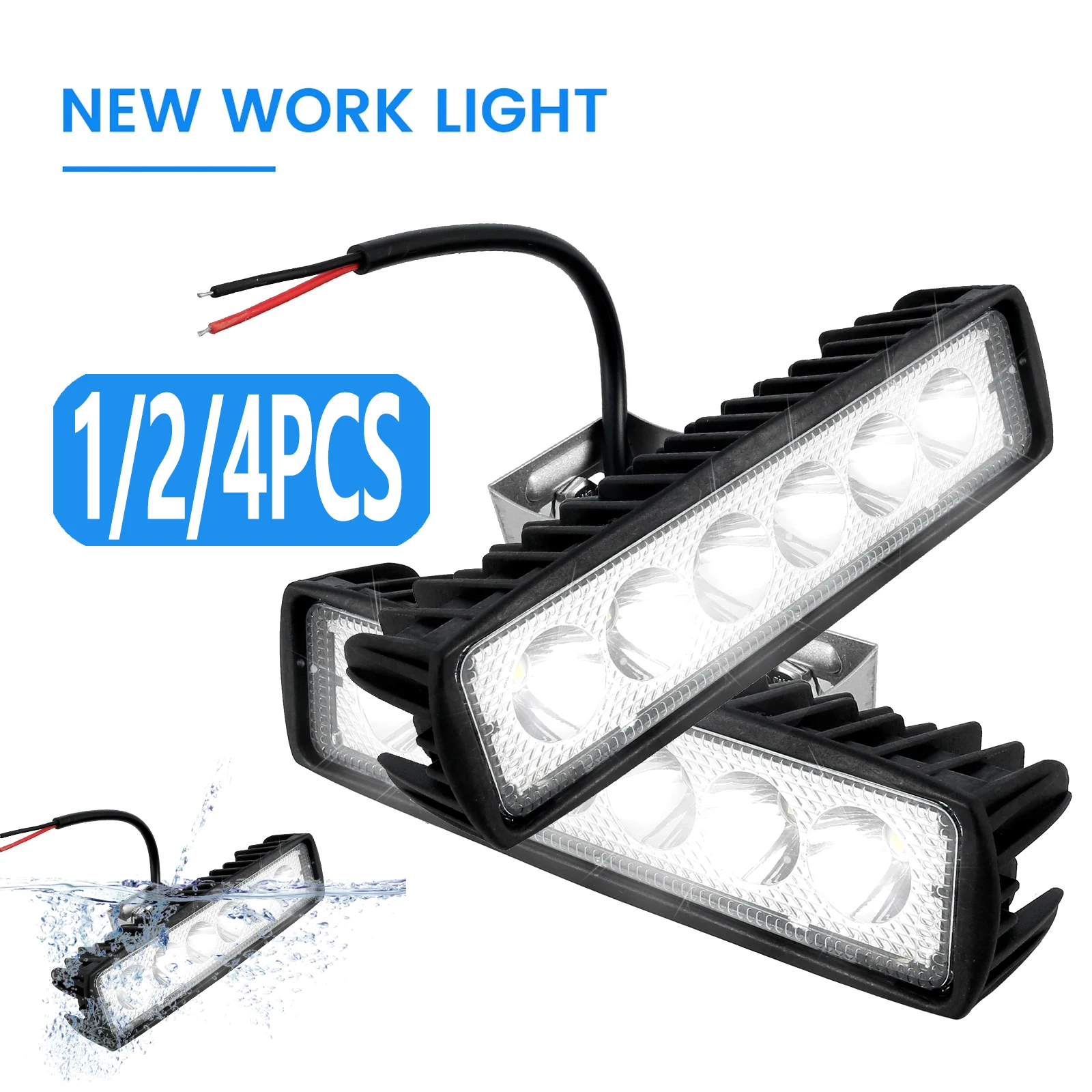 1/2/4 pçs led luz de trabalho tira forma barra de luz 6000k ponto de inundação branco fora da estrada cabeça luz do carro ip67 peças de automóvel para múltiplas cenas