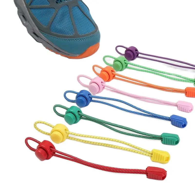 Nuevo 1 par de cordones sin atar, cordones elásticos con cierre de plástico redondo rápido en 1 segundo, adecuados para todos los zapatos deportivos, accesorios, encaje perezoso