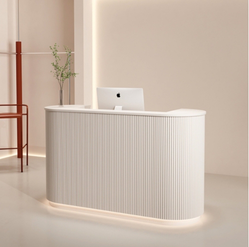Simple Modern LED Light Bar Counter Curved Checkout Page Store Small Beauty Salon Front Desk Counter Light Luxury Nail Salon