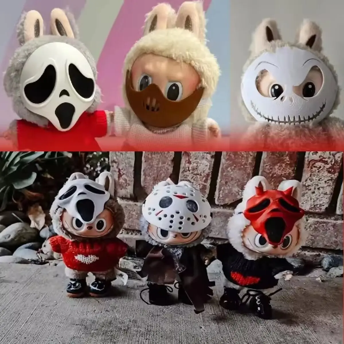 Für 17 cm Labubu Maske Puppe Nette V1 V2 V3 Halloween Zubehör Sammeln Stofftiere Modische Wohnkultur