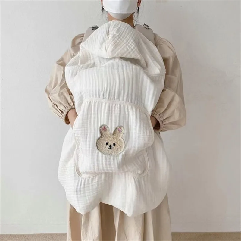 모슬린 아기 유모차 담요 신생아 Swaddle Wrap 만화 후드 슬링 커버 모기 방지 태양 보호 유아 잠자는 이불