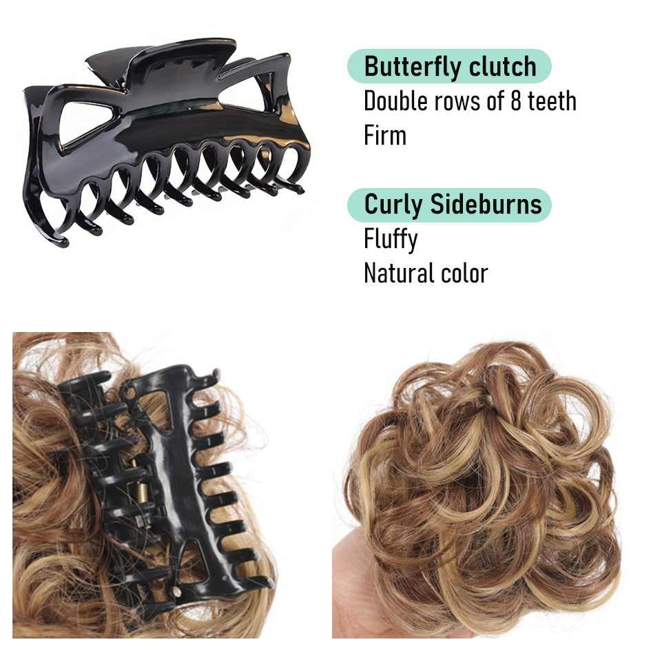 Synthetic messy hair sideburns scrunchie hair sideburns donut hair sideburns scrunchie ponytail hair accessories Christmas