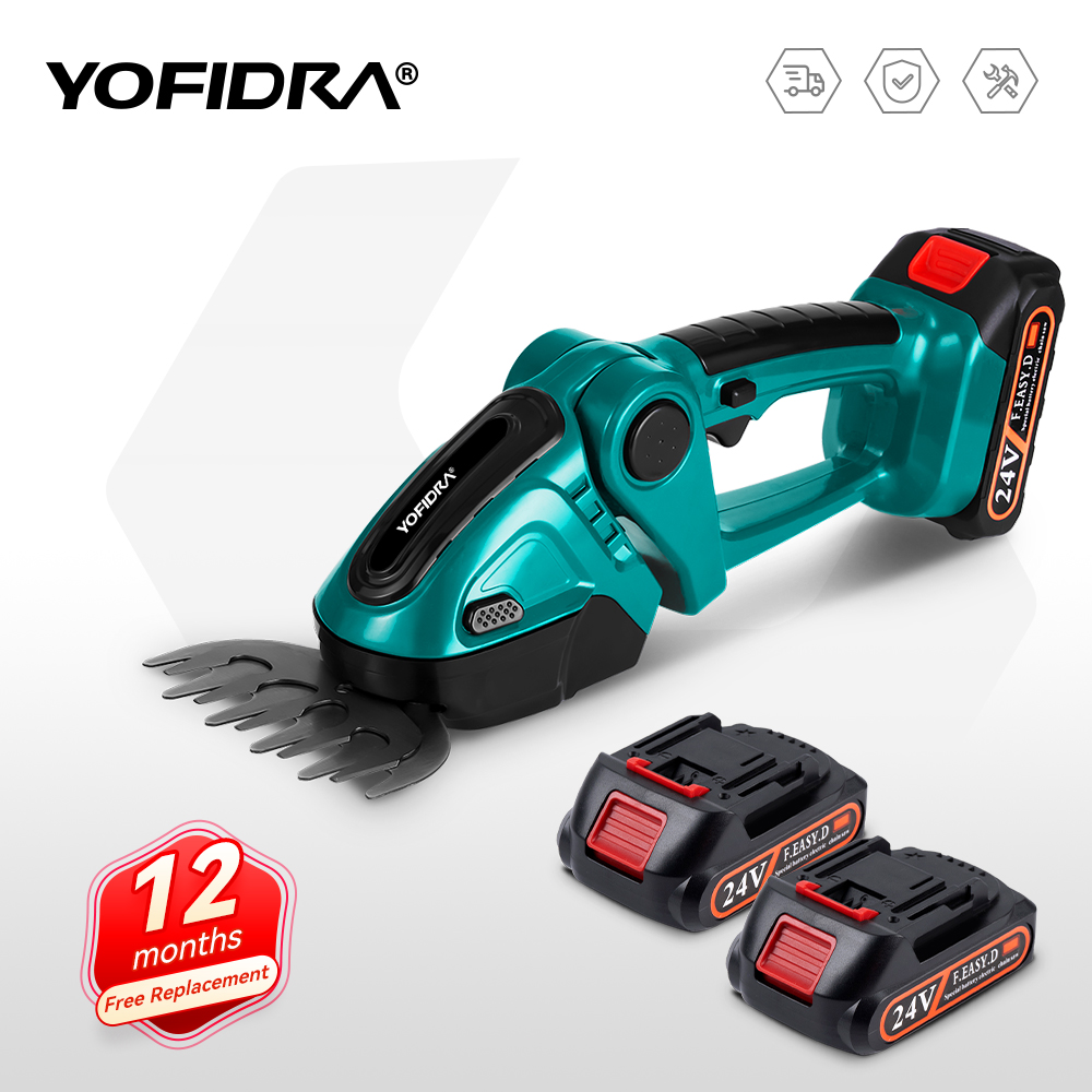 Yofidra 24 V 2-in-1 elektrischer Heckenschere, 20.000 U/min, Haushaltsrasenmäher, Gartenbuchsenschere, Grasschere, Elektrowerkzeug