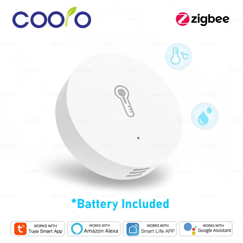 Tuya zigbee 3.0 sensor de temperatura e umidade monitor remoto por aplicativo smart life alimentado por bateria funciona com alexa google home