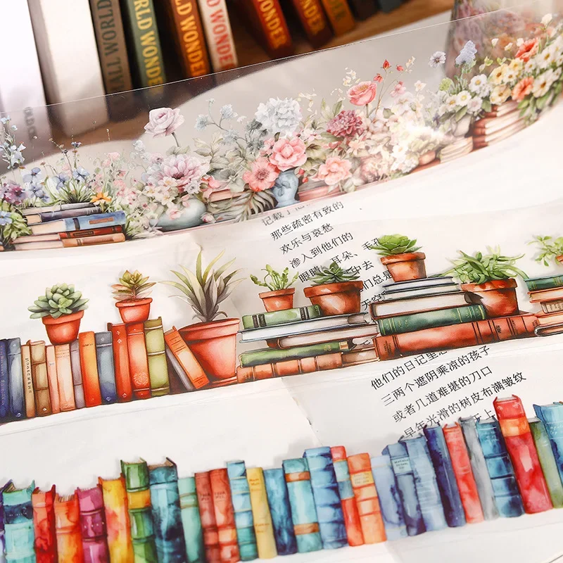 1 롤 테이프 PET TapesBook 접착제 바다 풍경 Potting Bookscape 재료 크루즈 독서 DIY DIY 스크랩북 50mm * 2m