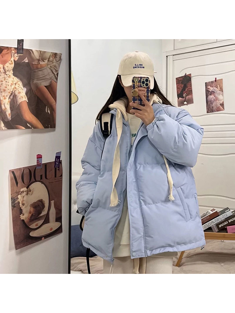 ฤดูหนาวแจ็คเก็ตผู้หญิง Parkas 2022เกาหลี Thicken Warm Spliced Coat ขนาดใหญ่ MODE Korea หลวมปักเป้า Outerwear Feamle