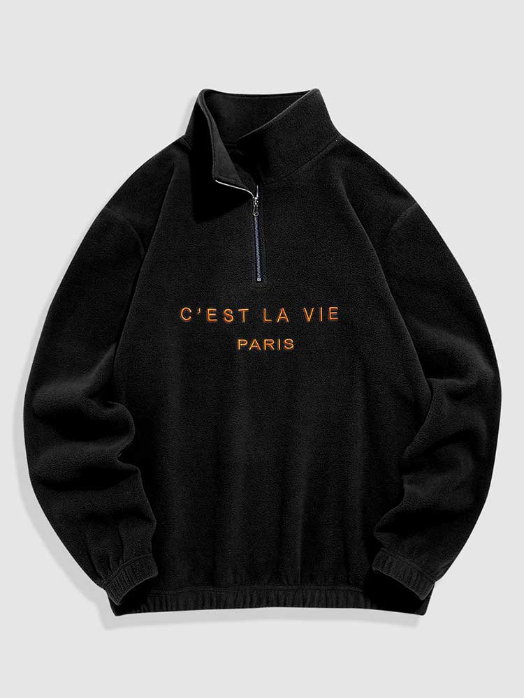 남성용 ZAFUL 까마귀 퍼지 폴라 플리스 스웨트 레터 수 놓은 터틀넥 streetwear 풀오버 겨울 유니섹스 지퍼 스웨트