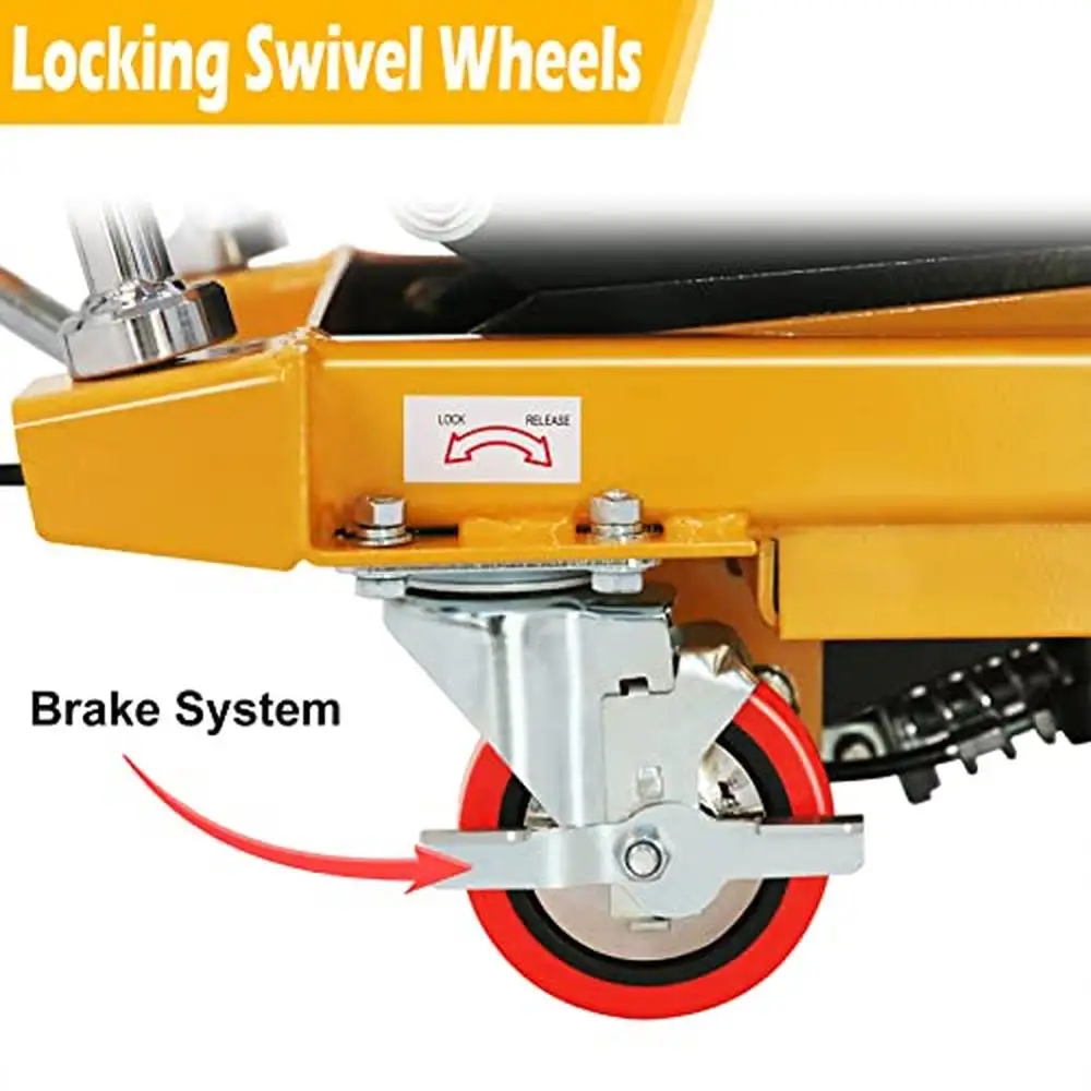 Hydraulic Double Scissor Lift Table Cart 43" Max Height 330lbs Capacity Steel Frame Support Plate Guard Finger Release Smooth