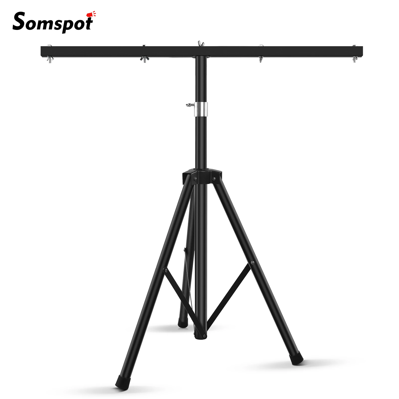 Somspot Pro Audio DJ Adjustable Tripod Stand with Top T Bar for Par Cans Wash or Universal Lighting Fixtures