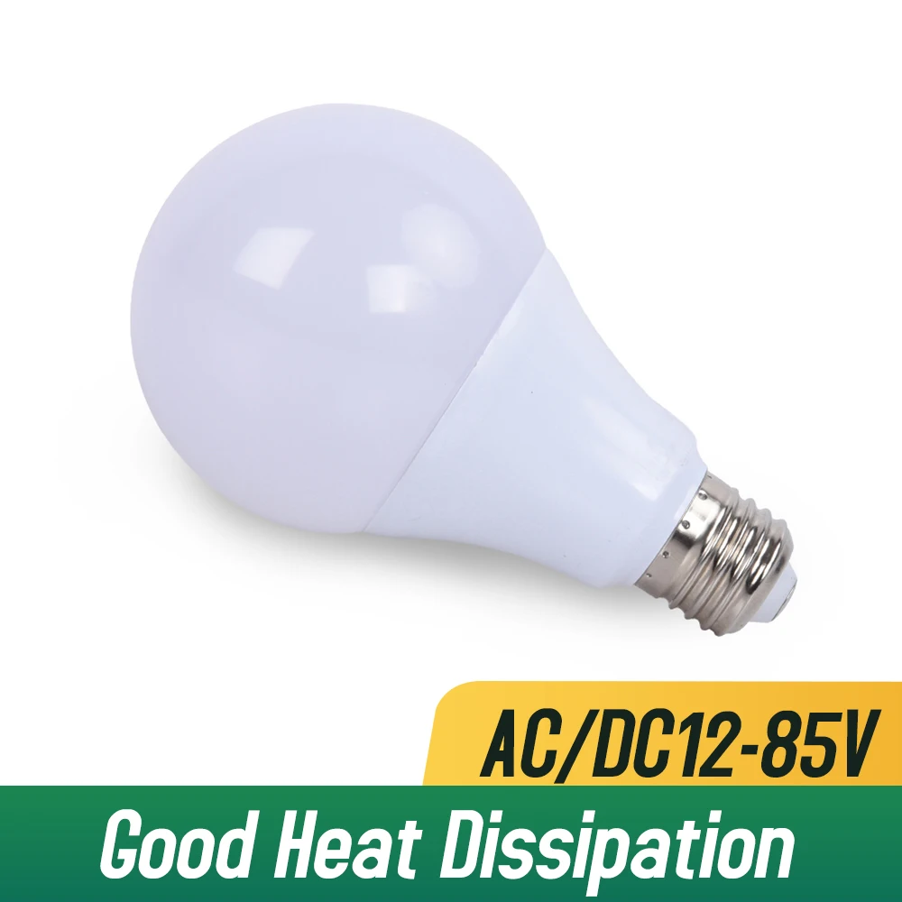 12V 24V 36V 48Volts DC AC Żarówka LED E27 Żarówki 3W 5W 9W 12W 15W 24W 36W Bombilla lamparas led 12-85V do kempingu słonecznego