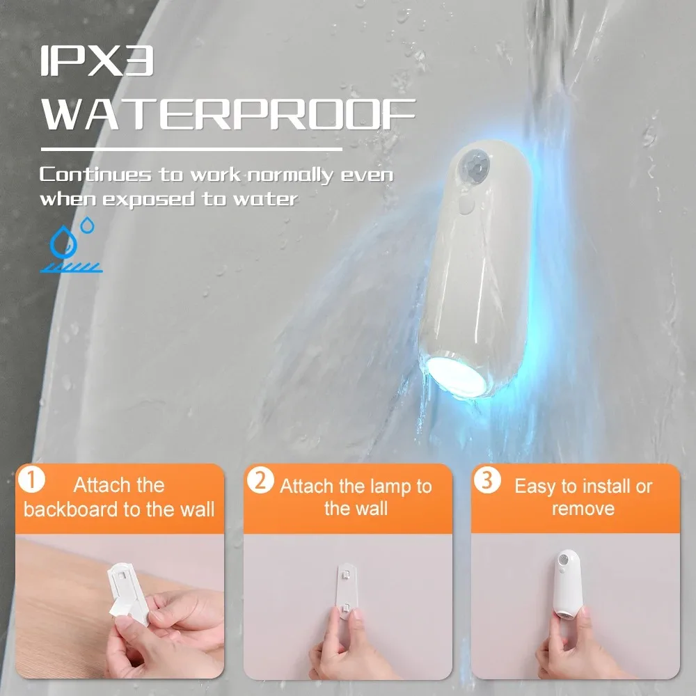 Luz nocturna para inodoro, luz con Sensor de movimiento, luz para inodoro RGB, 7 colores que cambian para decoración del baño, luz LED recargable
