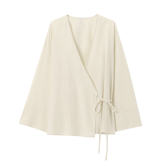 Estilo quimono texturizado solto feminino, túnica com decote em v, multicolorida, monocromática, jaqueta casual simples, casaco novo, primavera e outono