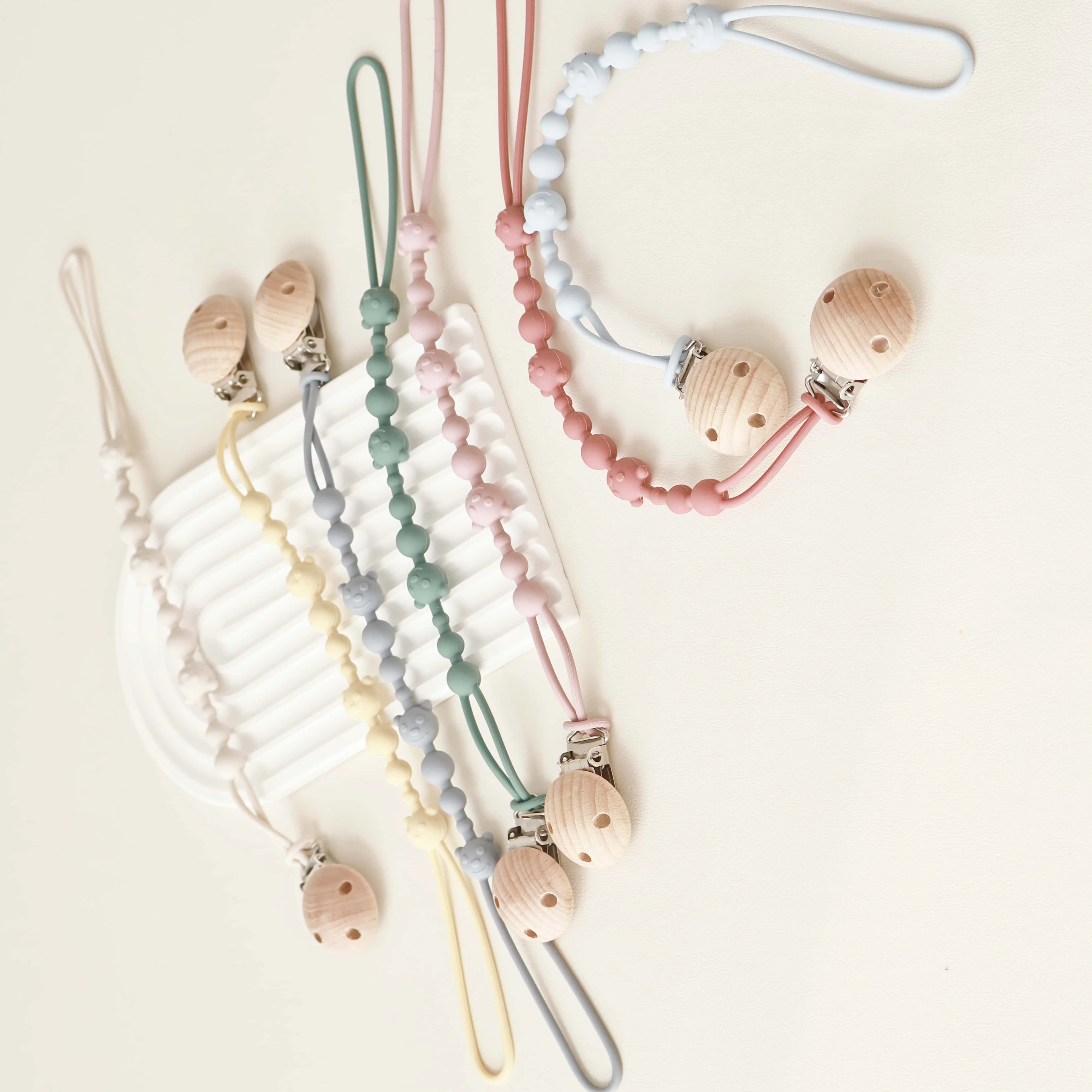 1/4PCS ไม้บีช Chew ลูกปัด Pacifier คลิปปลอมกรอบ Pacifier CHAIN Baby Teething ของเล่นเด็ก Chew