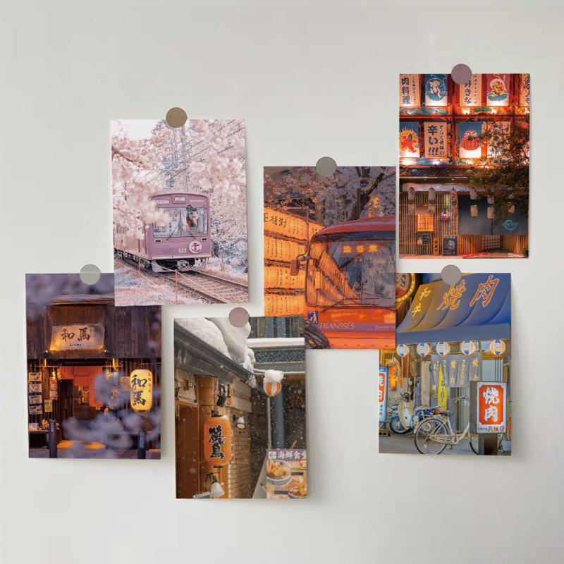 บัตรตกแต่งร้านเหล้าสไตล์ญี่ปุ่นแบบ INS โปสการ์ดเครื่องตกแต่งฝาผนังพื้นหลังห้องรับประทานอาหารการตกแต่งบ้านอุปกรณ์ประกอบฉากถ่ายภาพ DIY 10แผ่น