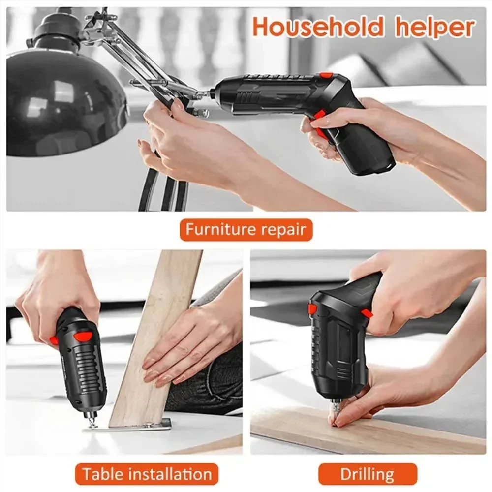 47 stücke Elektrische Schraubendreher Cordless Elektrische Kit Haushalt Kleine Elektrische Bohrer Fahrer Front LED Licht Einfach Für Kleine Hause Werkzeuge