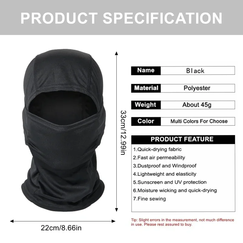 Quick-drying balaclava sports full face mask soft and breathable cycling helmet liner running hiking fishing hat cap