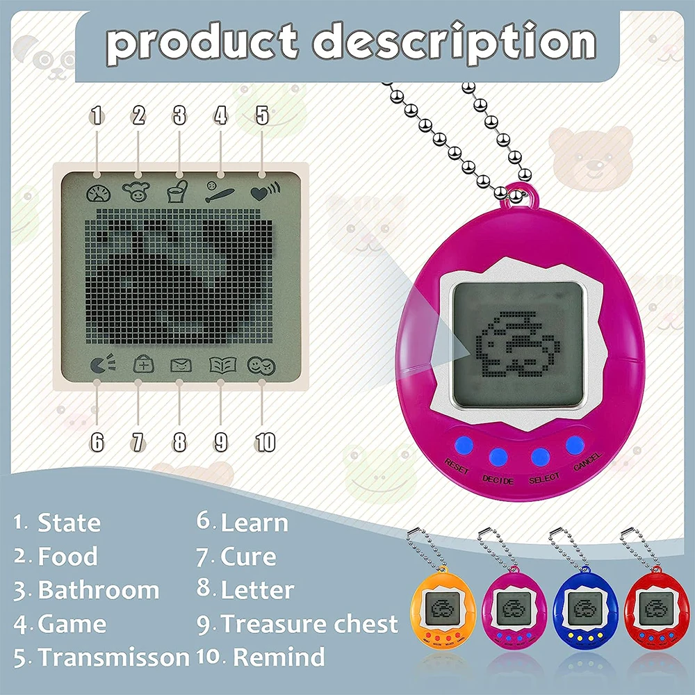 Tamagotchi Virtual Electronic Digital Pets Keychain Game Keyring Retro Handheld Machine Nostalgic for Funny Gifts E Pixel Toy