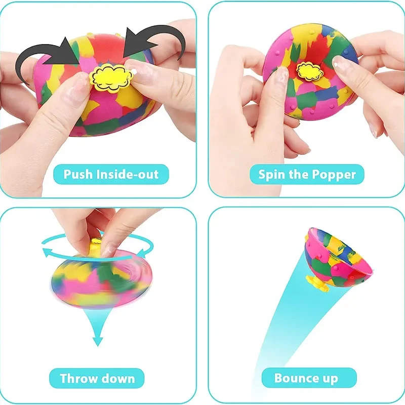 Hip Hop กระโดดครึ่งด้านข้าง Bouncing Ball Anti ความเครียด Fidget ของเล่นเด็กสนุกกลางแจ้ง Camouflage SPINNING BOUNCE ชามปลายนิ้ว TOP ของเล่น