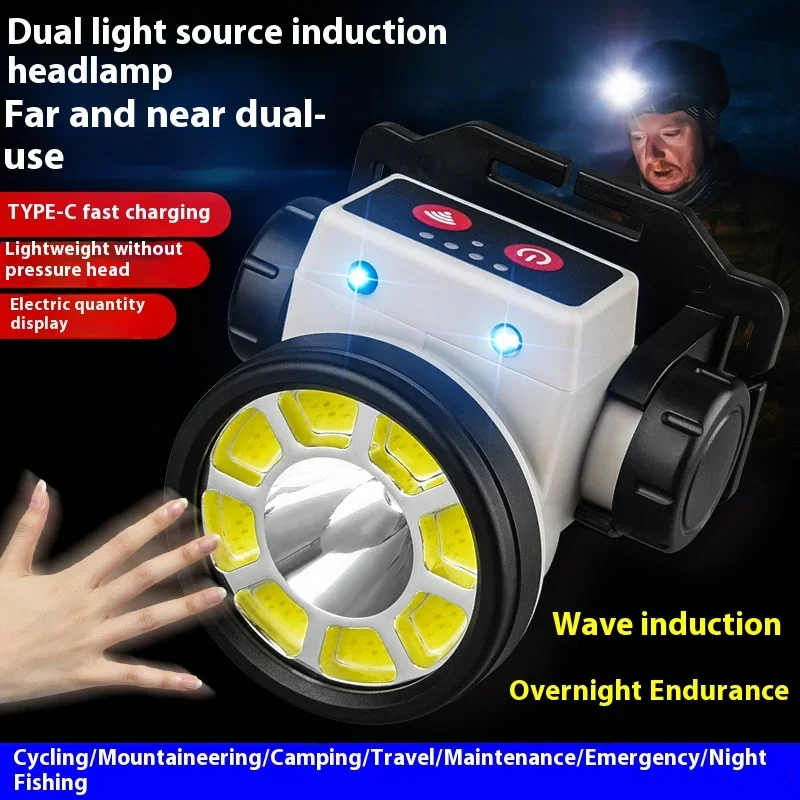 LED-Angelscheinwerfer, wiederaufladbare Lampe, leistungsstarke LED-Taschenlampen, Lanterna unterstützt sowohl Fern- als auch Abblendlicht mit Erfassungsfunktion