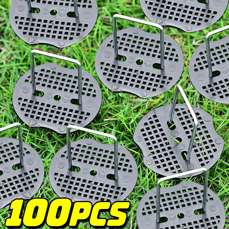 U-type Heavy Duty Galvanized Pins with Gaskets Landscape Staples Garden Stakes Spike Fence Stakes Turf Staple Tent Securing Pegs