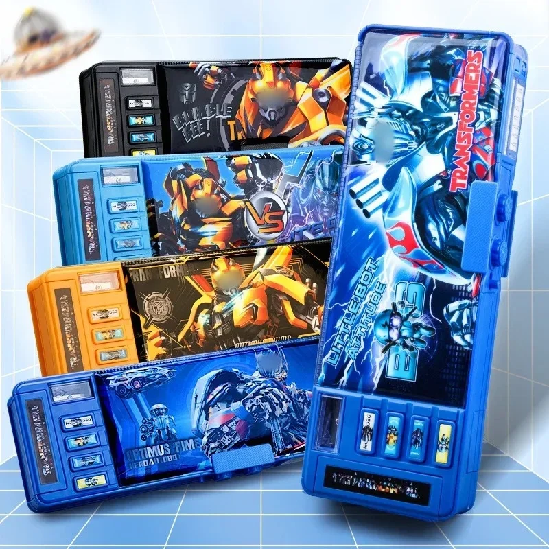 Caja de papelería Transformers, lápiz multifuncional de alta tecnología, bloqueo de contraseña para niños, bolsa de jardín de infantes, regalo, escritura borrable