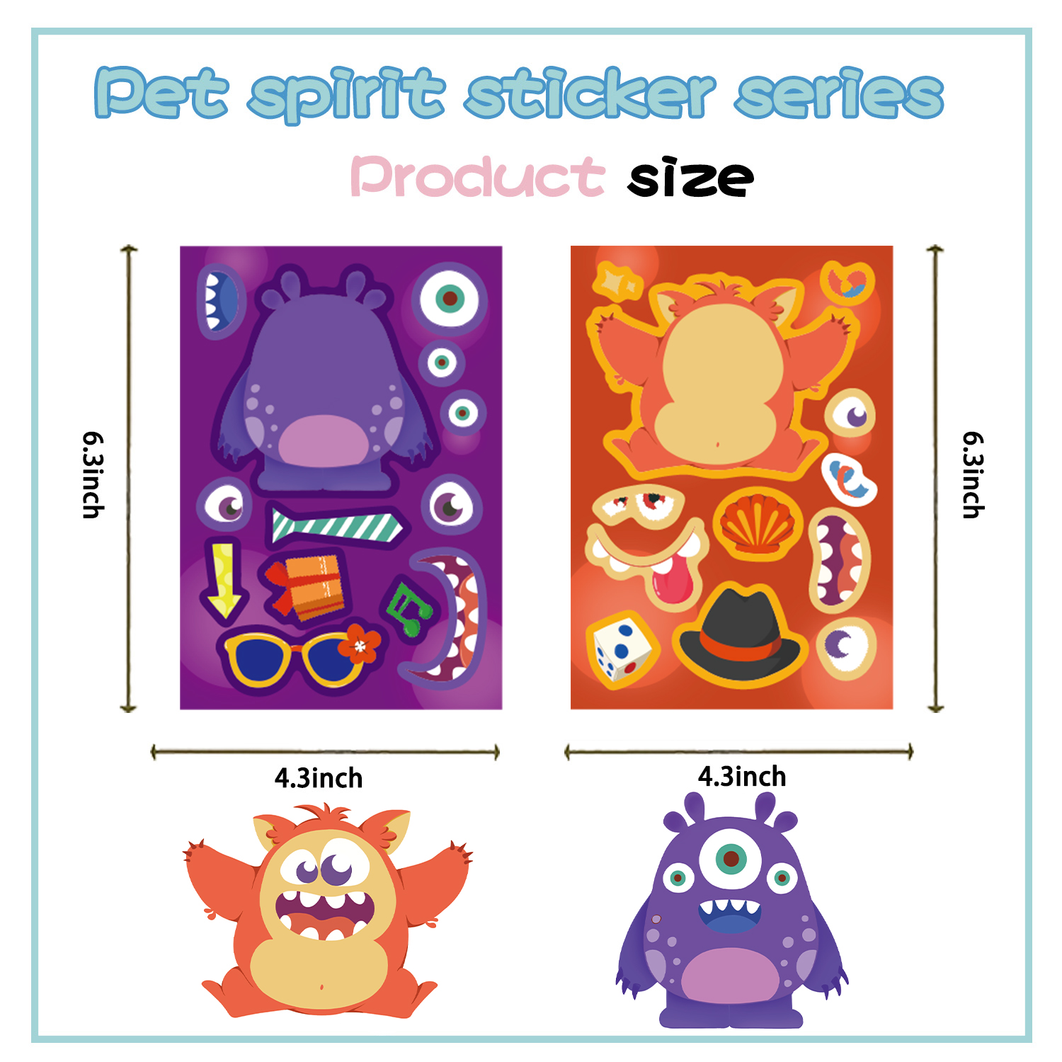 8/16/24 個リトルモンスターパズルステッカーメイクアフェイス漫画のおもちゃ DIY 電話ラップトップ荷物スケートボード落書きデカール