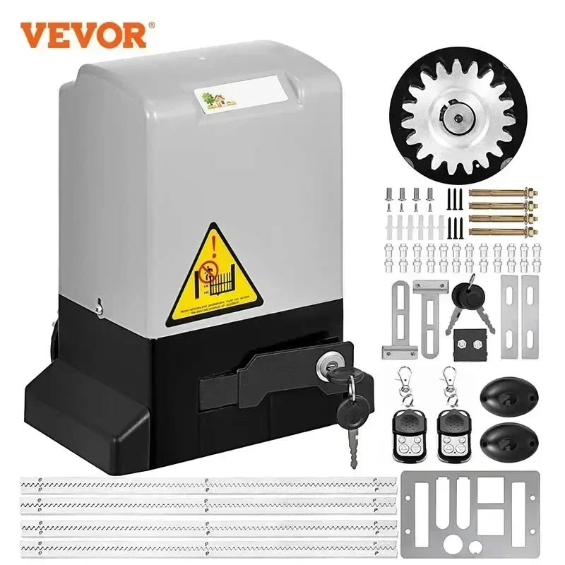 VEVOR Toröffner 1300LBS Elektrischer Garagentoröffner Automatisches Schiebe 2 Schlüssel mit 4 m Zahnstangen Betreiber für Hotelfabrikschule