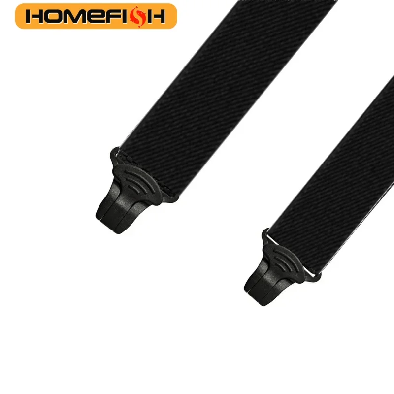 Suspensórios de trabalho resistentes para homens, 3.8cm de largura, x-back com 3 fechos de pinça de plástico, calças elásticas ajustáveis, suspensórios-preto