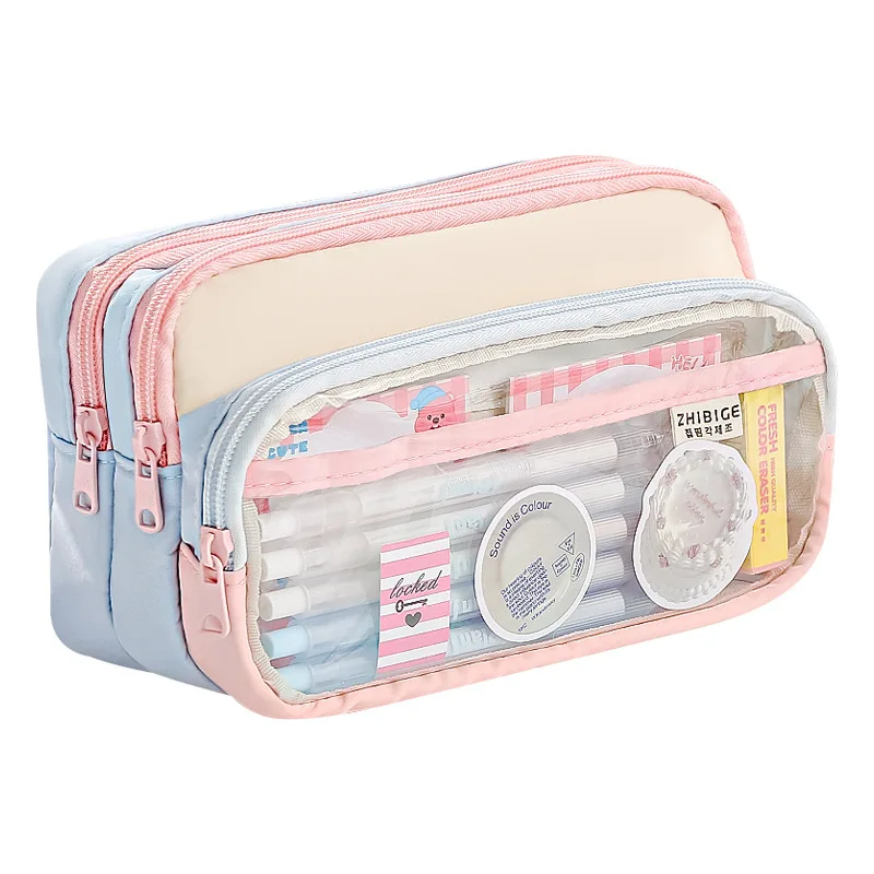 Nuevo estuche de lápices Kawaii de gran capacidad, resistente al agua, papelería coreana, estuche para bolígrafos multicapa, suministros portátiles para volver a la escuela