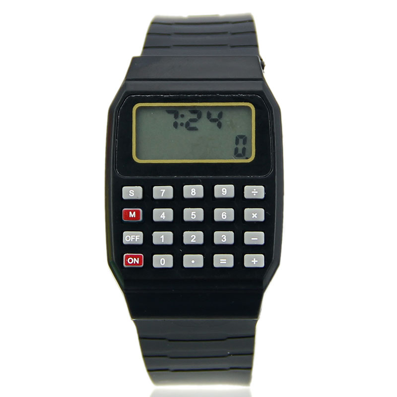 Reloj de pulsera con teclado multiusos y fecha de silicona con calculadora electrónica para niños