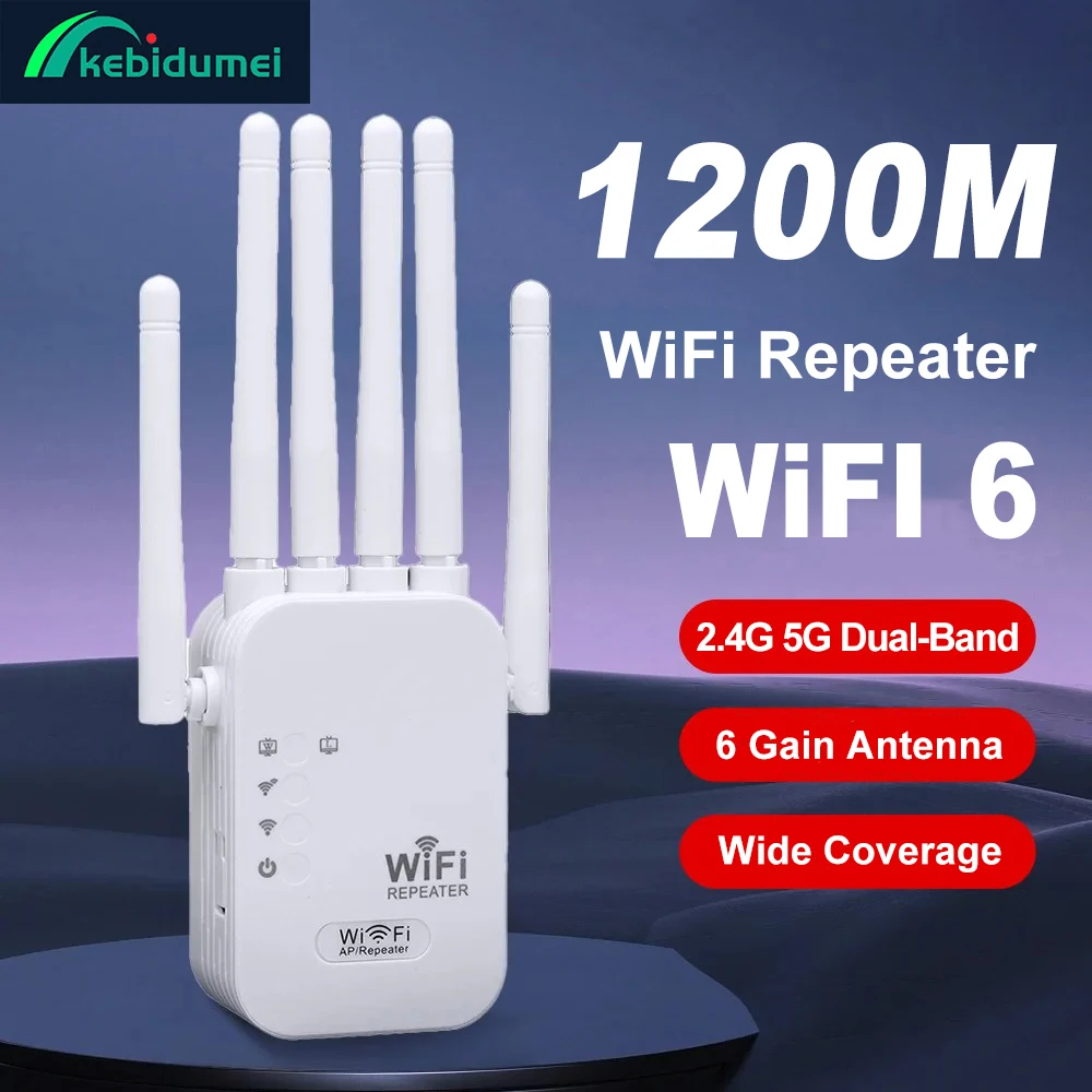 Kebidumei 1200Mbps repetidor WiFi inalámbrico extensor WIFI amplificador de señal 2,4G 5G red de doble banda 802.11ac enrutador amplificador WiFi