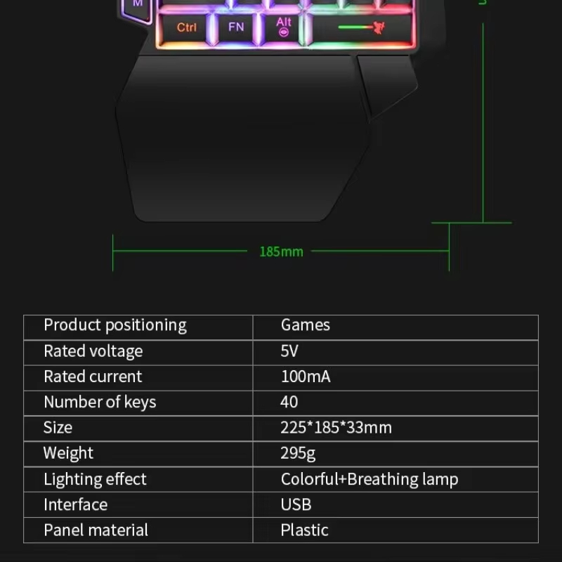 35 teclas com uma mão mini teclado para jogos usb ultra-fino com fio backlight teclado para laptop desktop pc smartphone