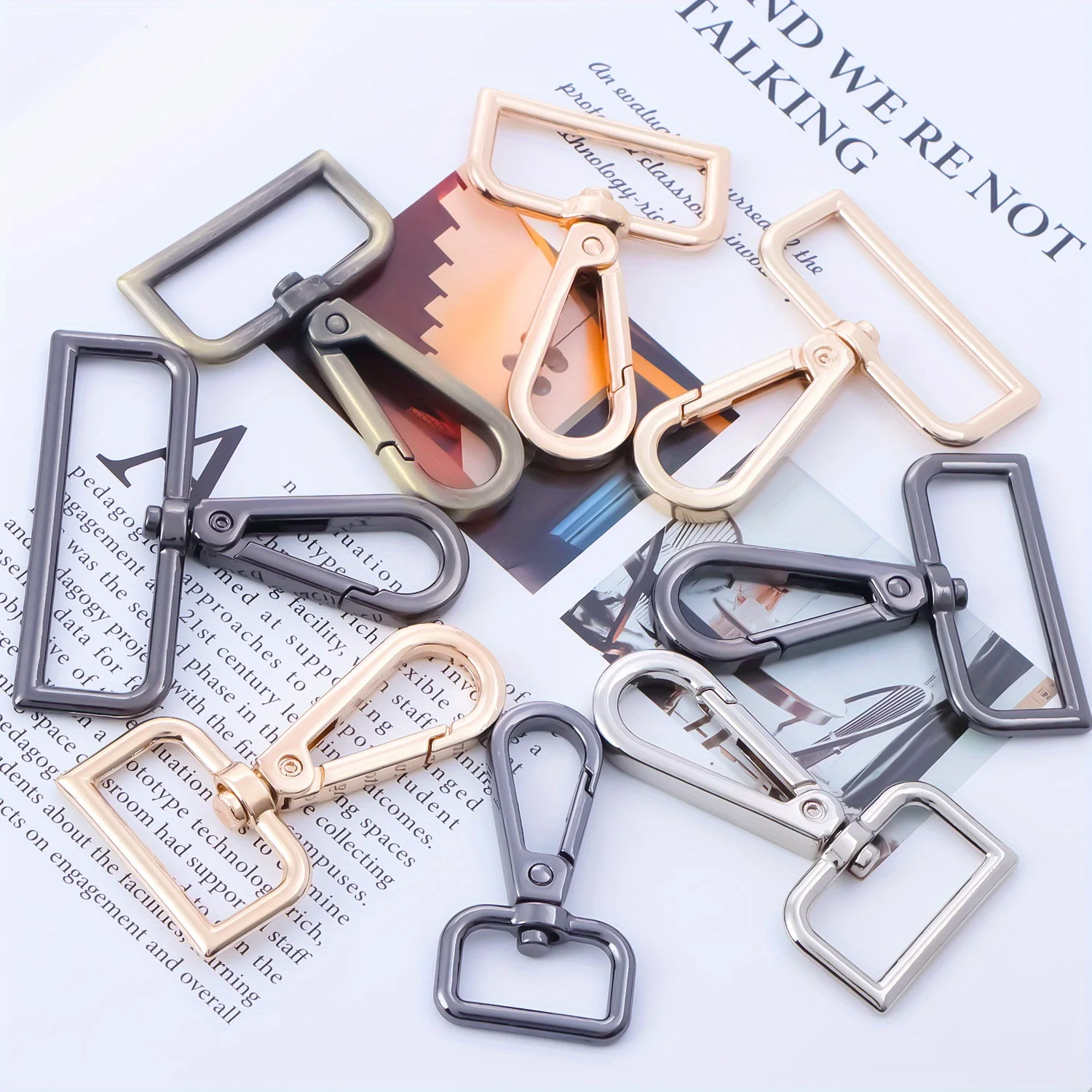 5 ganchos giratorios de Metal, cierres de garra de langosta para llaveros, monedero, bolsa de Hardware, ganchos para cordón