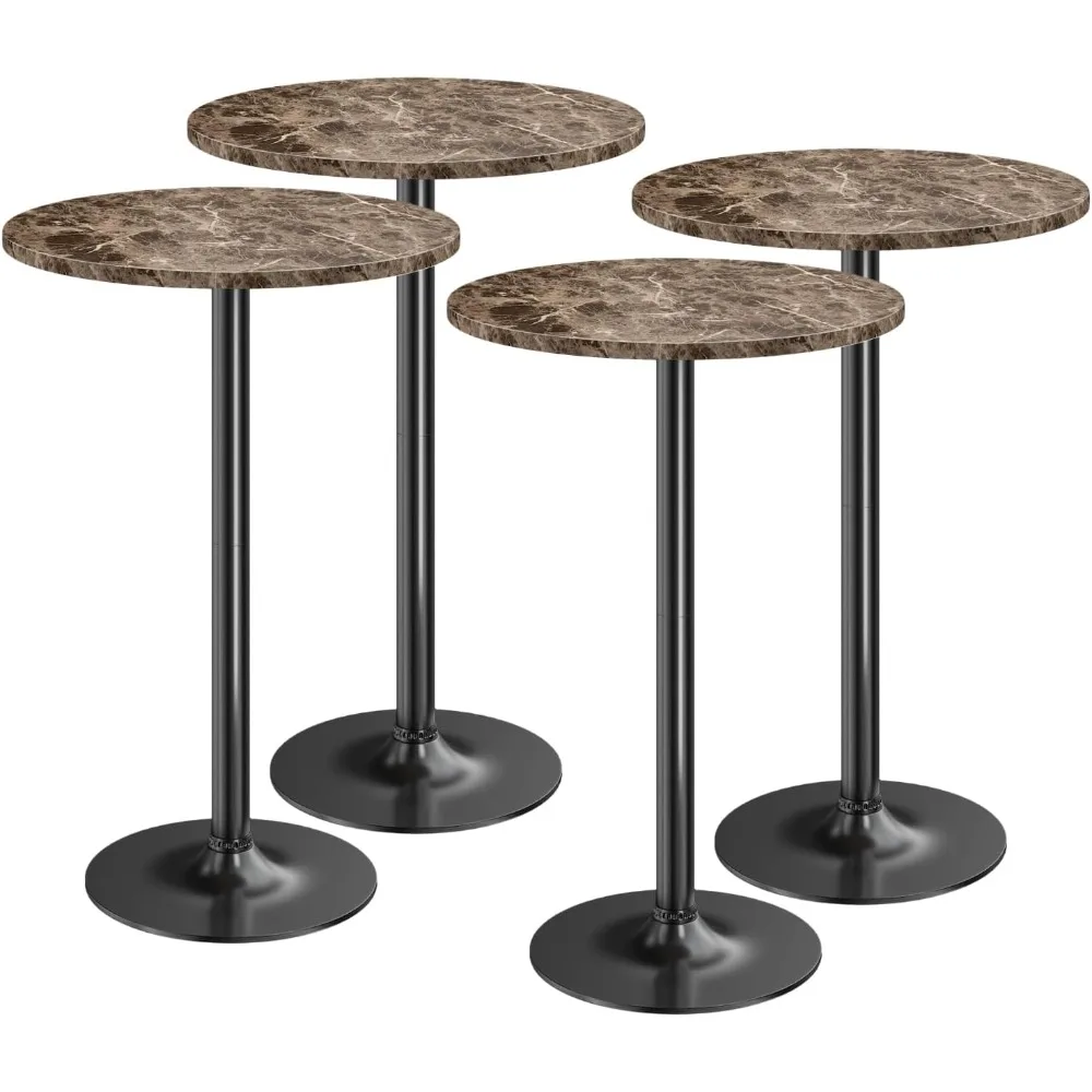 Bistro Pub Table Round Bar Height Cocktail Table Metal Base MDF Top Obsidian 23.8-Inch Top, 39.5-Inch Height