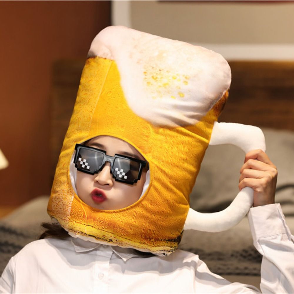 Creative Plush Funny Beer Hat Soft Novelty Cute Beer Hat Photo Props Plush Beer Cap Birthday