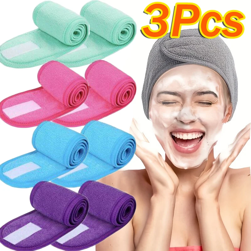 Banda para la cabeza ajustable para mujer, diadema ancha para Spa, Yoga, baño, ducha, maquillaje, lavado de cara, diadema cosmética, accesorios para el cabello de toalla suave