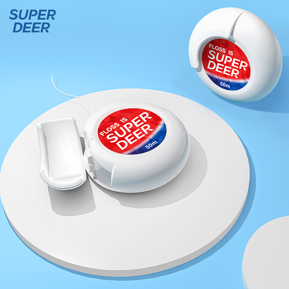 50 м рулон зубной нити Super Deer, портативный рулон межзубной нити свободной резки, инструмент для ухода за полостью рта со свежим дыханием