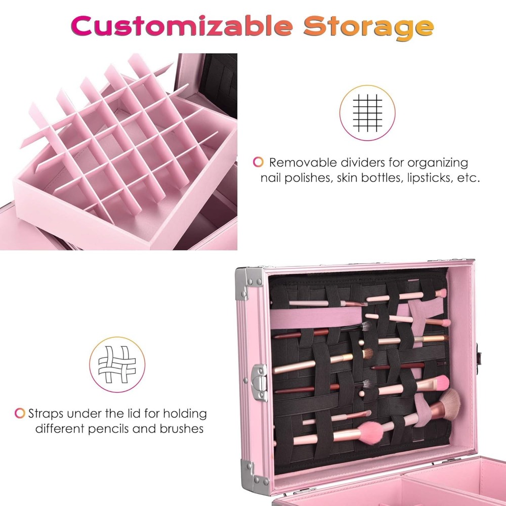 Nail Tables.Rolling Manicure Table Portable Nail Table Foldable Nail Desk Travel Makeup Train Case Cosmetic Trolley Storage