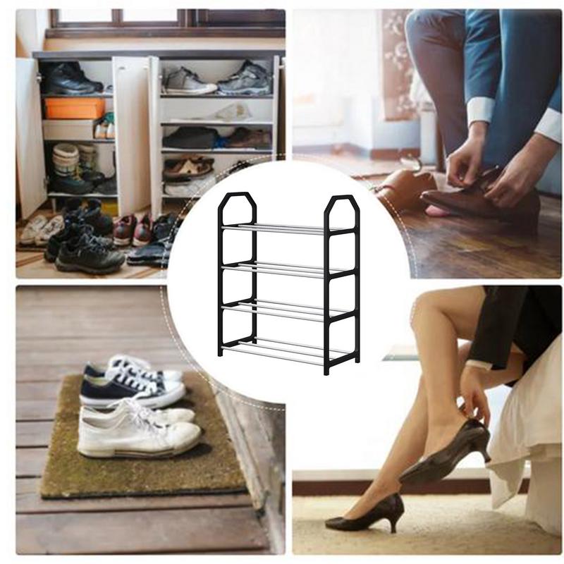 4 Tier Shoe Storage Shelf Shoe Organizer Storage Space Saver Free Standing Shoe Shelf Storage Organizer Large Capacity Organizer