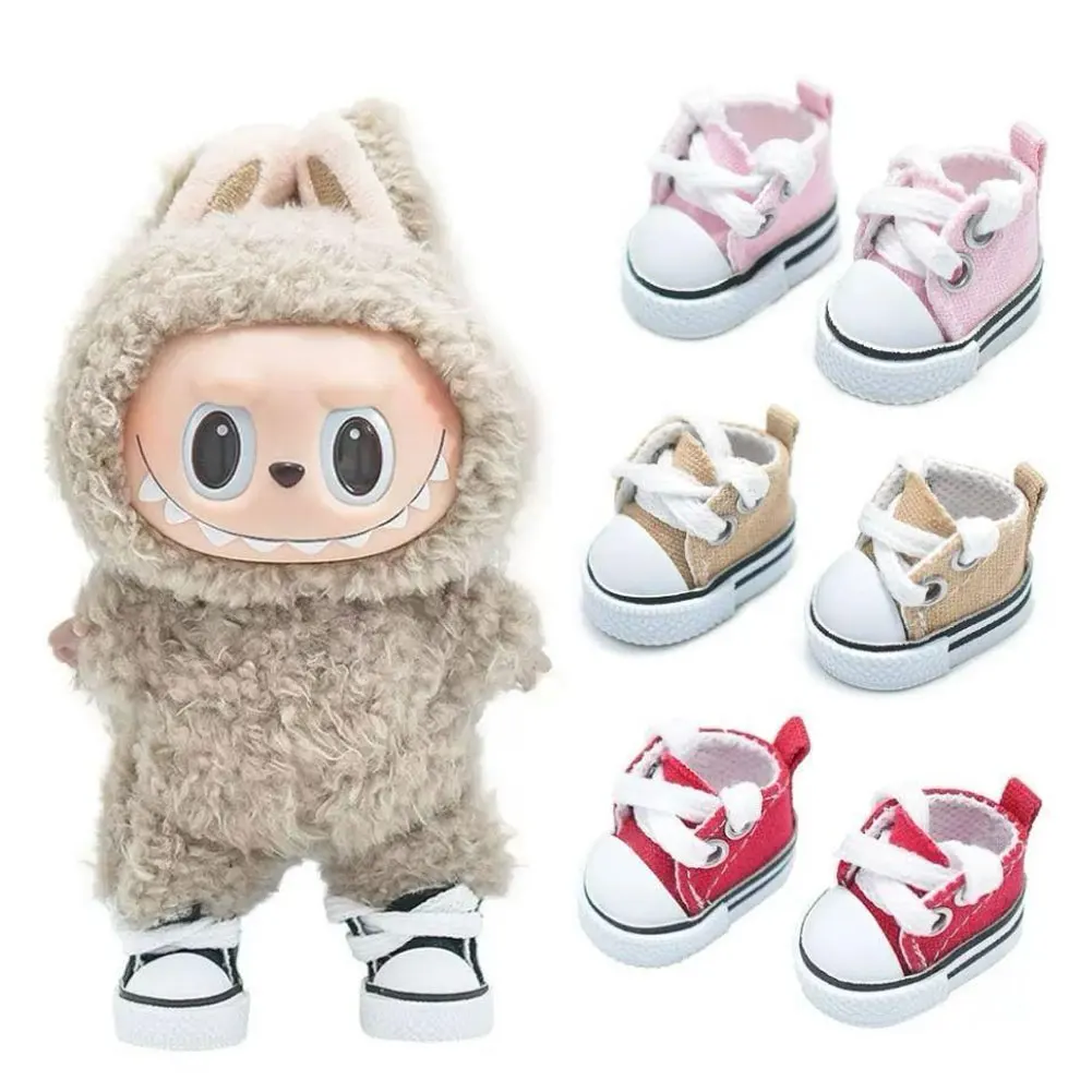 Para labubu sapatos de couro adequados para 17cm algodão bonecas sapatos botas brinquedos casuais sapatos esportivos bonecas acessórios diy brinquedos