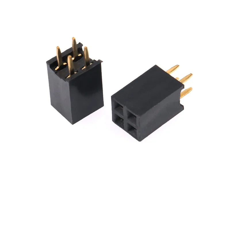Cabeçalhos de pino fêmea pcb fileiras duplas 2-20 pinos soquetes fêmea para macho reto 2.54mm dip fileiras duplas placa de pc através do conector de placa