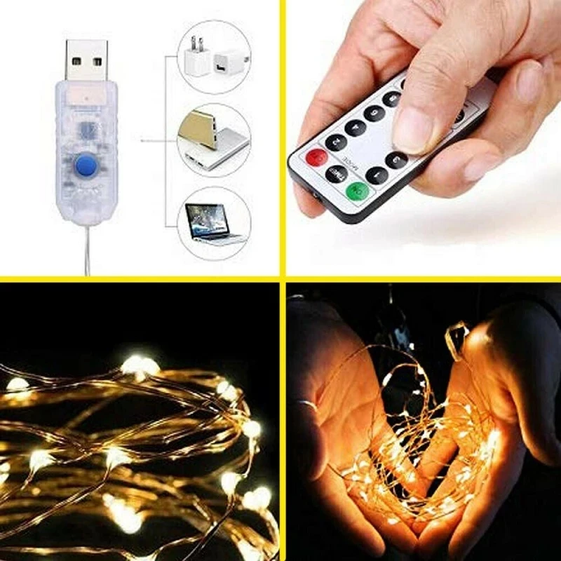 USB RGB LED Fairy String Lights 8 Modes Waterproof Christmas Indoor Decorations Garland