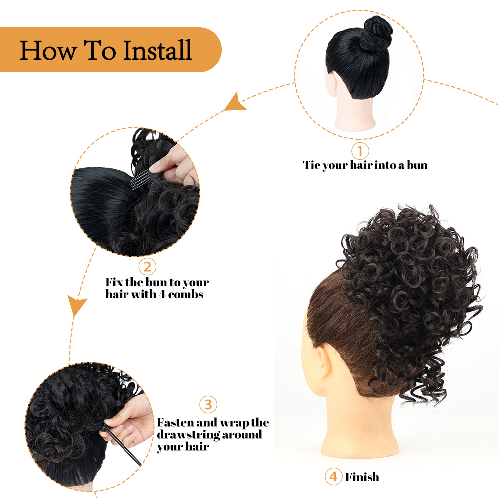 Synthetic Messy Bun Hair Piece For Women Elastic Drawstring Loose Wave Large Curly Hair Bun Messy Scrunchie Ponytail Extension