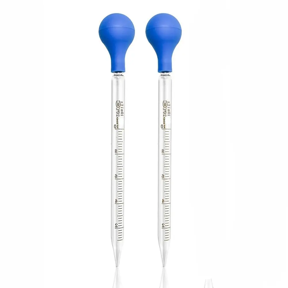 Pipetta graduata in vetro trasparente da 2 pezzi con spazzola per pulizia da 1 pezzo Pipetta cadente per misurazione Pipette cadenti da 10 ml