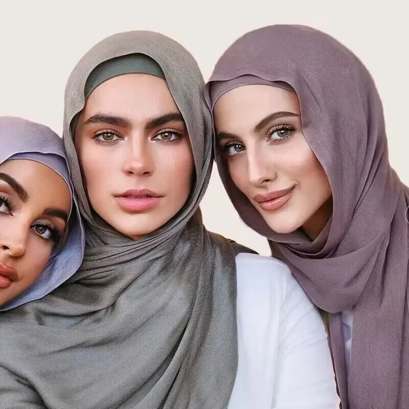 Conjunto hijab de viscose combinando cor boné liso algodão modal muçulmano feminino cachecol macio xale rayon pontos duplos borda cachecol hijab