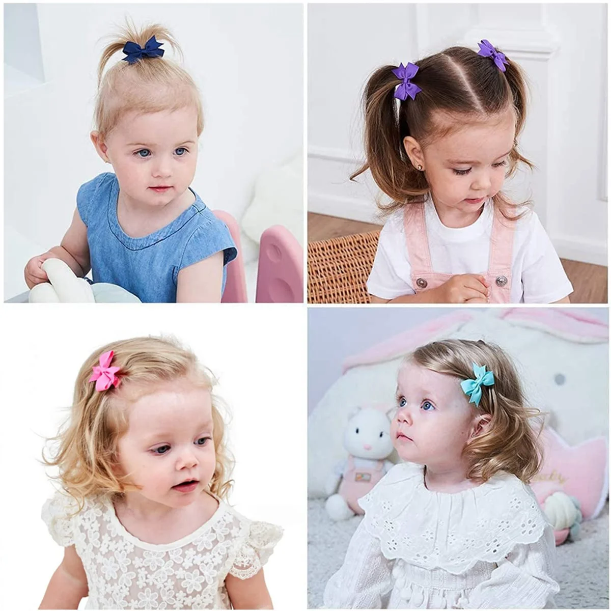 20 個新生児ヘアクリップ 2.2 インチ完全裏地小さなヘアリボンワニ口クリップ女の子幼児幼児写真撮影小道具